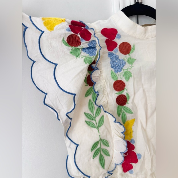 Farm Rio Embroidered Ruffle Mini Tunic Dress - Picture 7 of 15